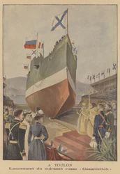 Lancement du cuirassé russe Tsesarevich à Toulon